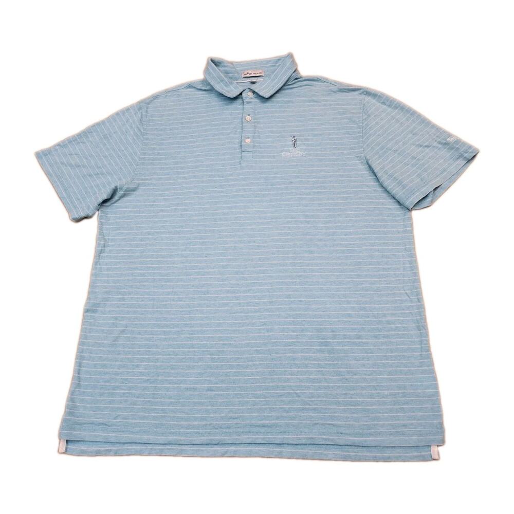 Peter Millar Crown Men's XL Polo Shirt Striped Blue Cotton/linen/tencel